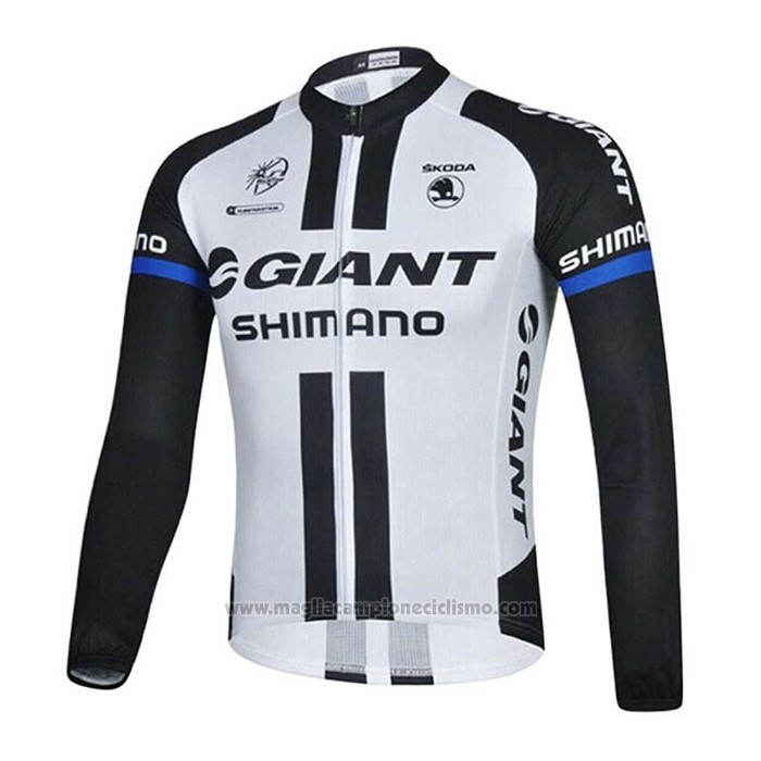 2021 Abbigliamento Ciclismo Giant Alpecin Nero Bianco Manica Lunga e Salopette